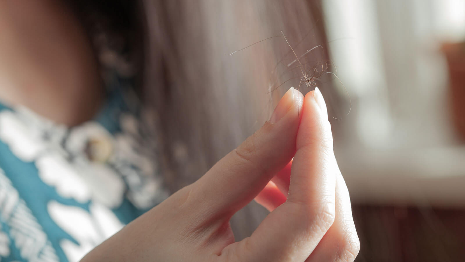 woman holding strands of hair thumbnail