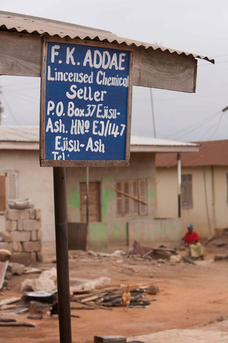 A sign for the local LCS in a rural village outside Kumasi.