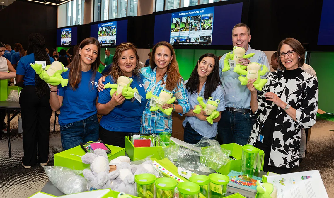 group photo new york pfizer offices volunteers