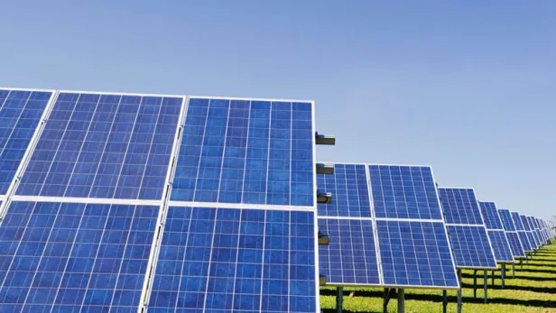 Solar panels in a field